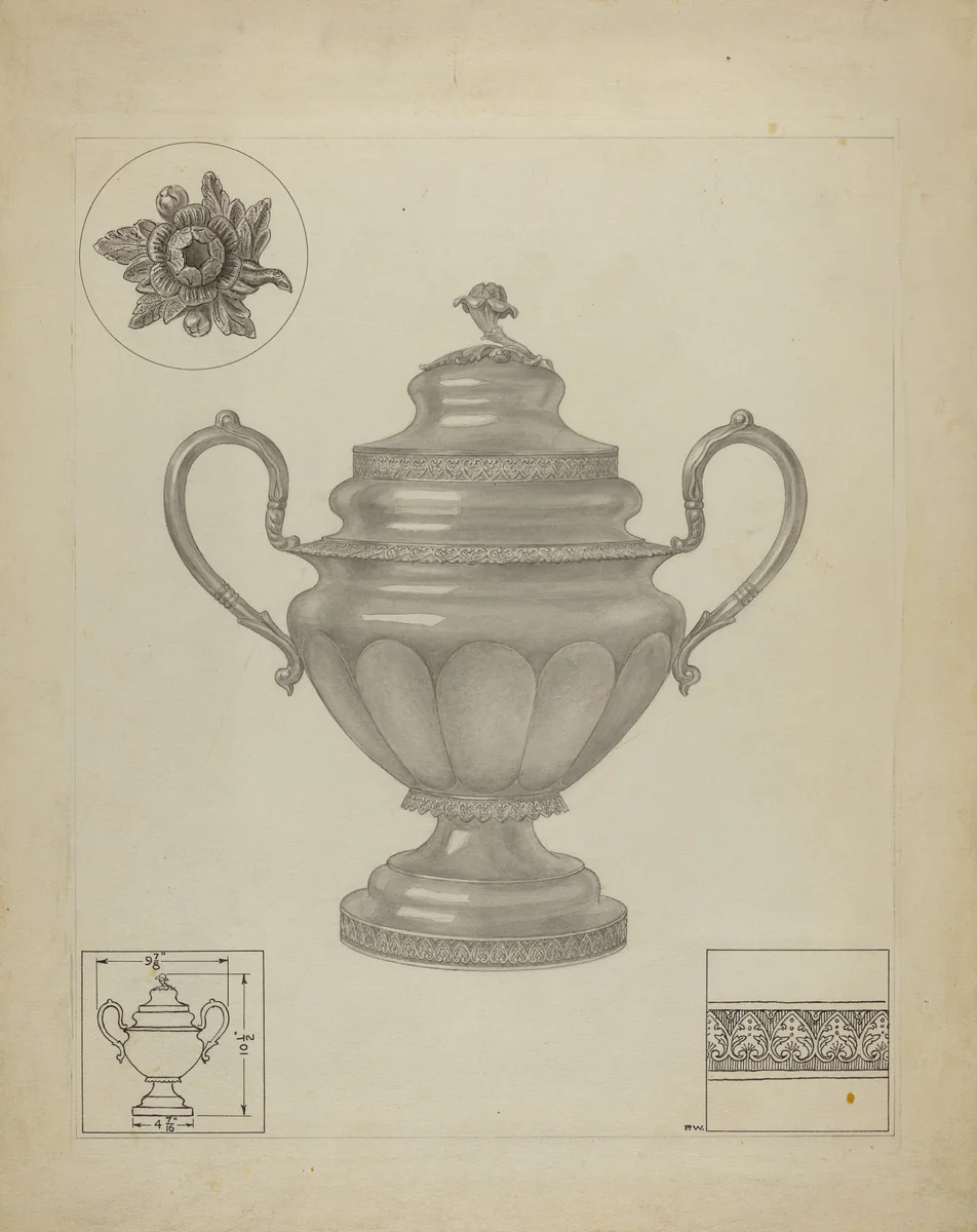 Silver Sugar Bowl by Paul Ward, index of american design, 1936