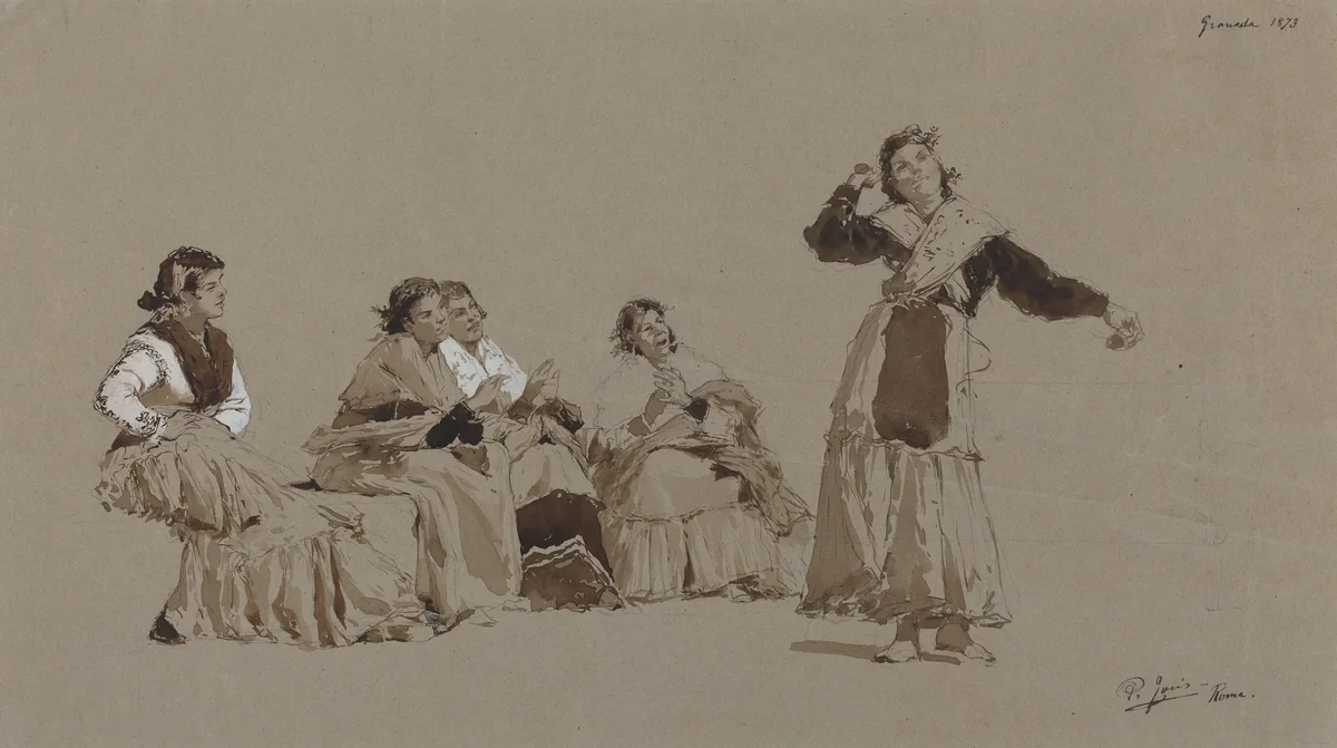 Spanish Dancers by Pio Joris, drawing, 1873