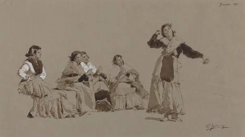 Spanish Dancers by Pio Joris, drawing, 1873