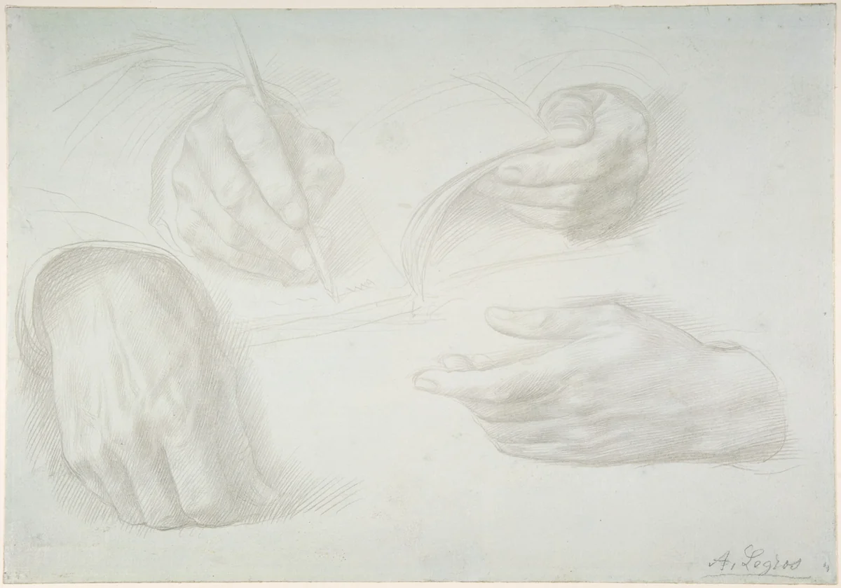 Studies of Hands by Alphonse Legros, drawing, 1880-1892