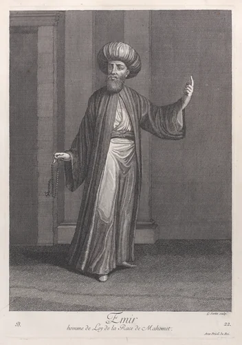 Emir, homme de Loy de la Race de Mahomet, plate 22 from "Recueil de cent estampes représentent differentes nations du Levant" by Jean Baptiste Vanmour, print, 1714-1715