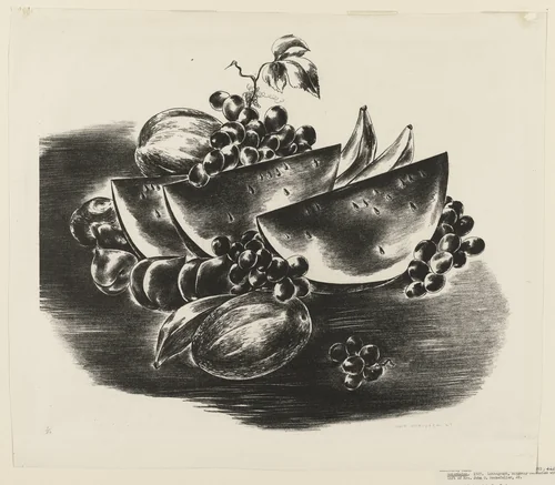 Watermelon - (Watermelon and Other Fruit) by Yasuo Kuniyoshi, print, 1927