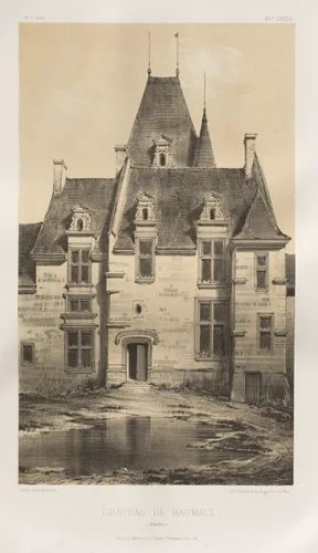 Architecture Pittoresque ou Monuments des XVeme. Et XVIeme. Siecles: Chateaux de France des XV et XVI Siecles: Pl. 97, Château de Baumais (Calvados) by Victor Petit, print, 1860