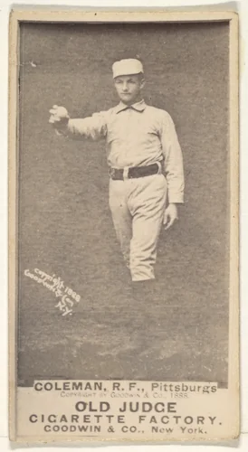 John Francis Coleman, Right Field, Pittsburgh, from the Old Judge series (N172) for Old Judge Cigarettes by Goodwin & Company, photograph, 1888