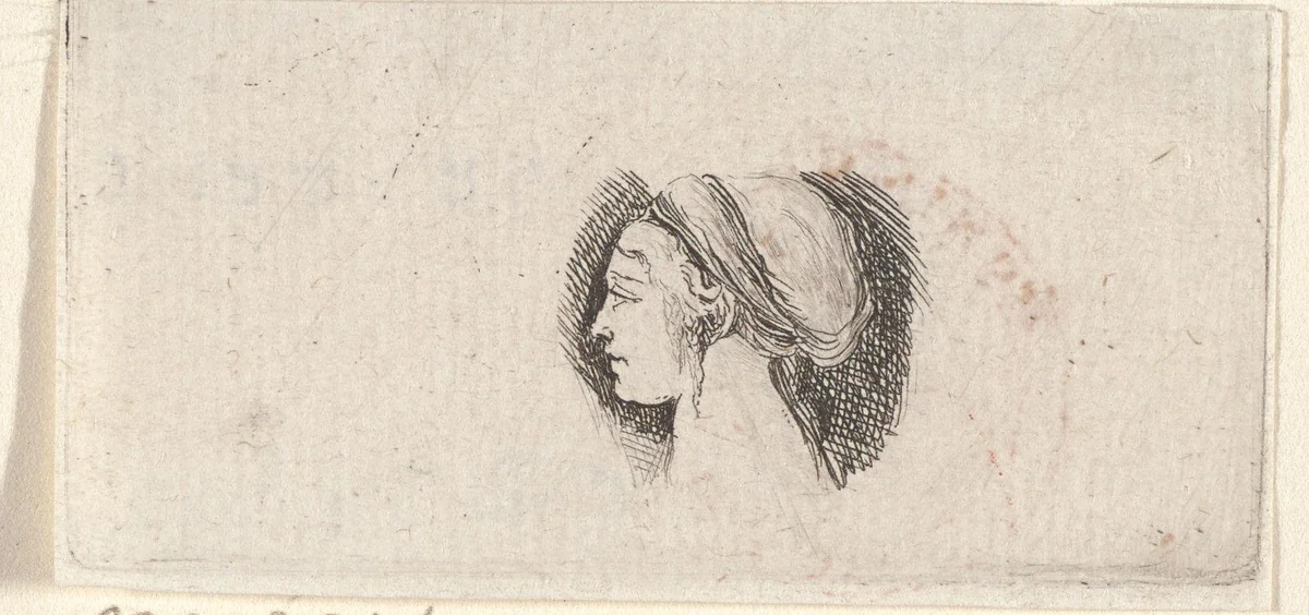 Hoofd van een vrouw, in profiel naar links by Stefano della Bella, print, 1620-1664