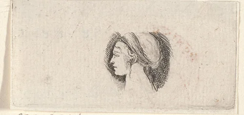 Hoofd van een vrouw, in profiel naar links by Stefano della Bella, print, 1620-1664