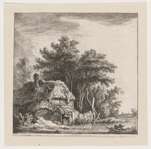 Landscape with Cottage on the Water by Franz Edmund Weirotter, print, 1760