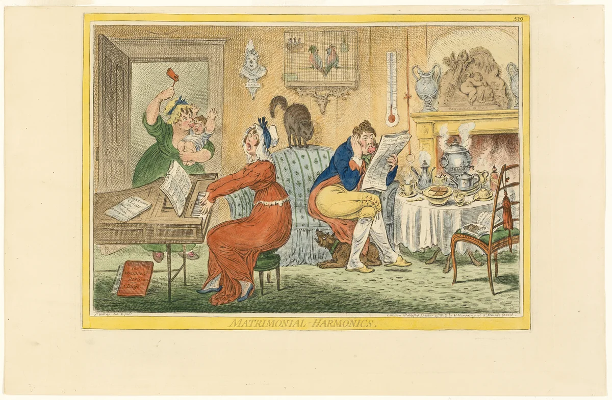 Matrimonial Harmonics (Recto) by James Gillray, print, 1805
