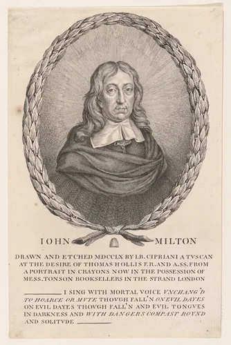 John Milton by Giovanni Battista Cipriani, print, 1760