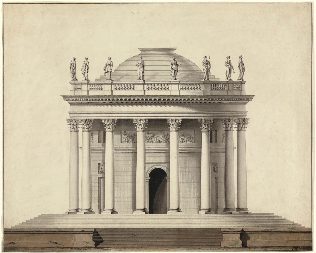 A Classical Temple by Louis Gustave Taraval, drawing, 1780