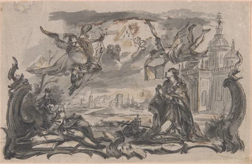Design for Book Illustration by Franz Sigrist, drawing, 1750-1800