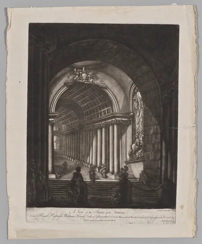 A View of the Stairs of the Vatican by Georges Francois Blondel, print, 1766