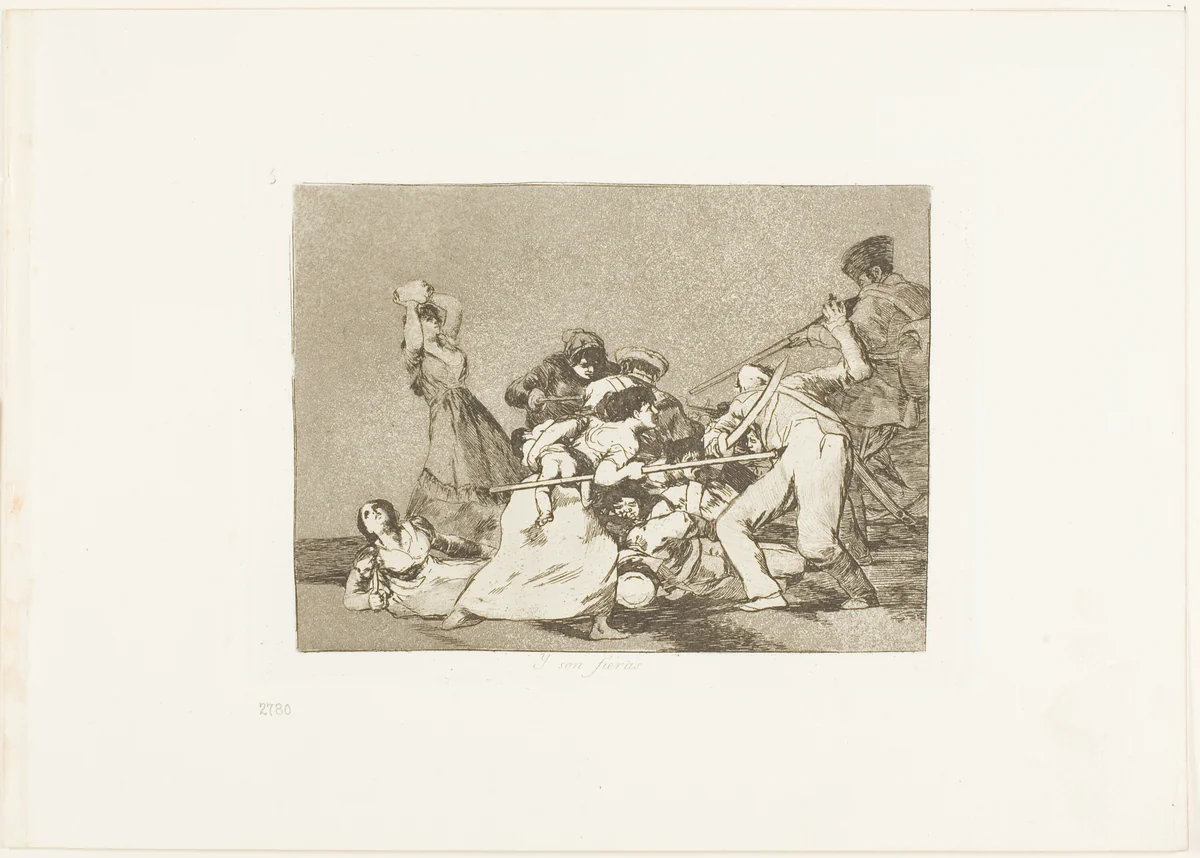 And they are like wild beasts, plate five from The Disasters of War by Francisco José de Goya, print, 1812-1815