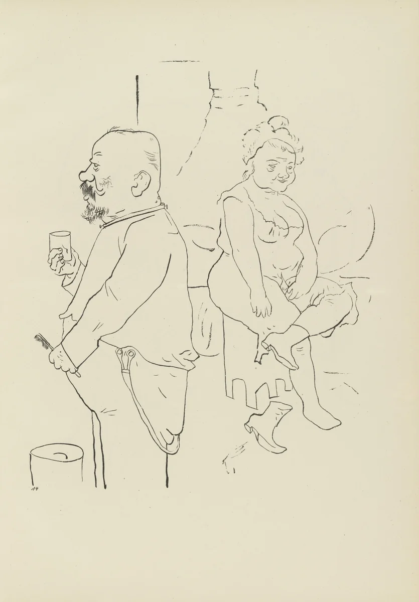 Zu Hause (plate, folio 18) from Ecce Homo by George Grosz, illustrated book, 1922