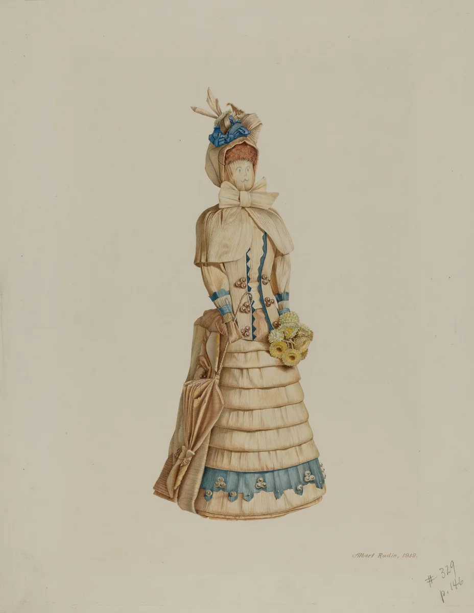 Corn Husk Doll by Albert Rudin, index of american design, 1939