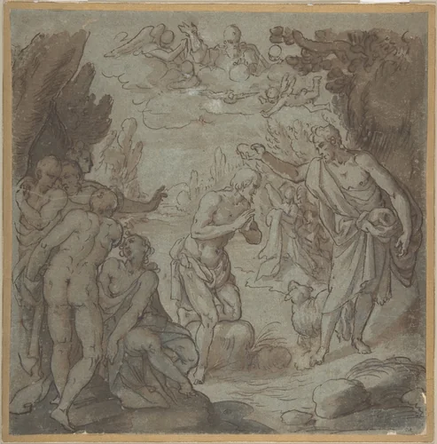 Baptism of Christ by Hans Rottenhammer, drawing, 1564-1625