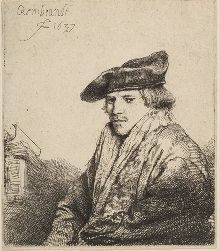 Young Man in a Velvet Cap (Ferdinand Bol) by Rembrandt van Rijn, print, 1637