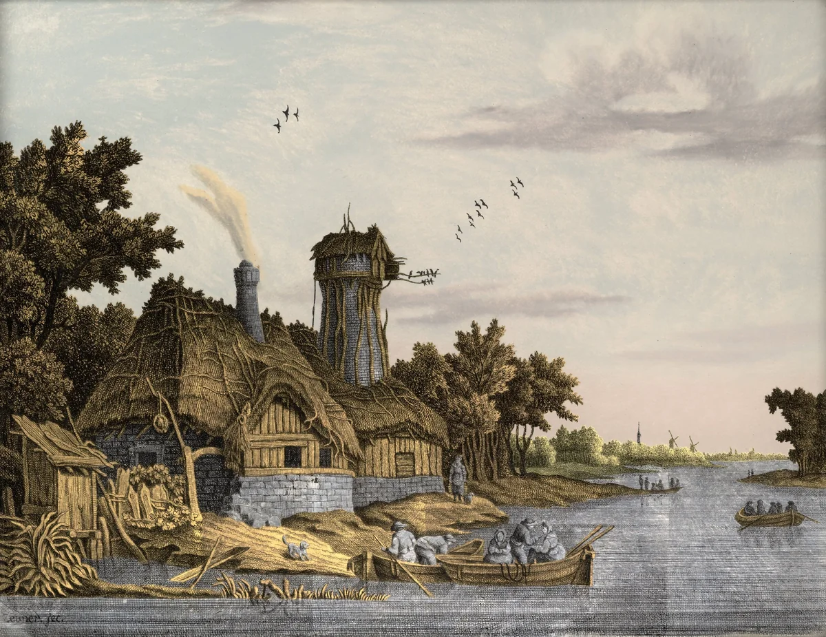 Mill along a River by Jonas Zeuner, painting, 1770-1814