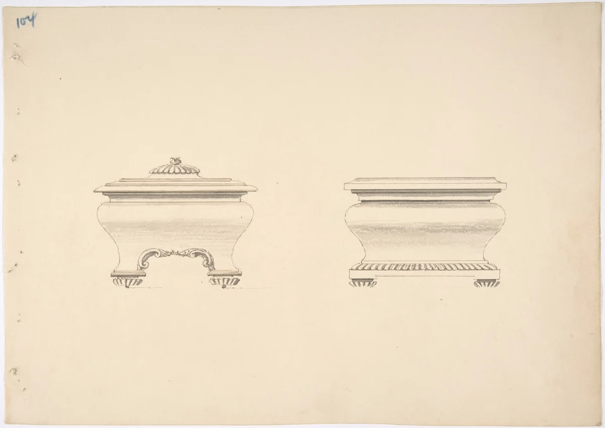 Design for Two Caskets by anonymous, drawing, 1800-1850