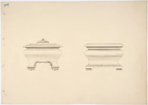 Design for Two Caskets by anonymous, drawing, 1800-1850