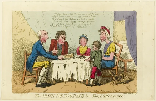 Irish Poets Grace to Short Allowance! by Isaac Cruikshank, print, 1805-1810