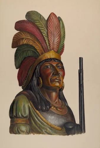 Cigar Store Indian by Walter Hochstrasser, index of american design, 1937