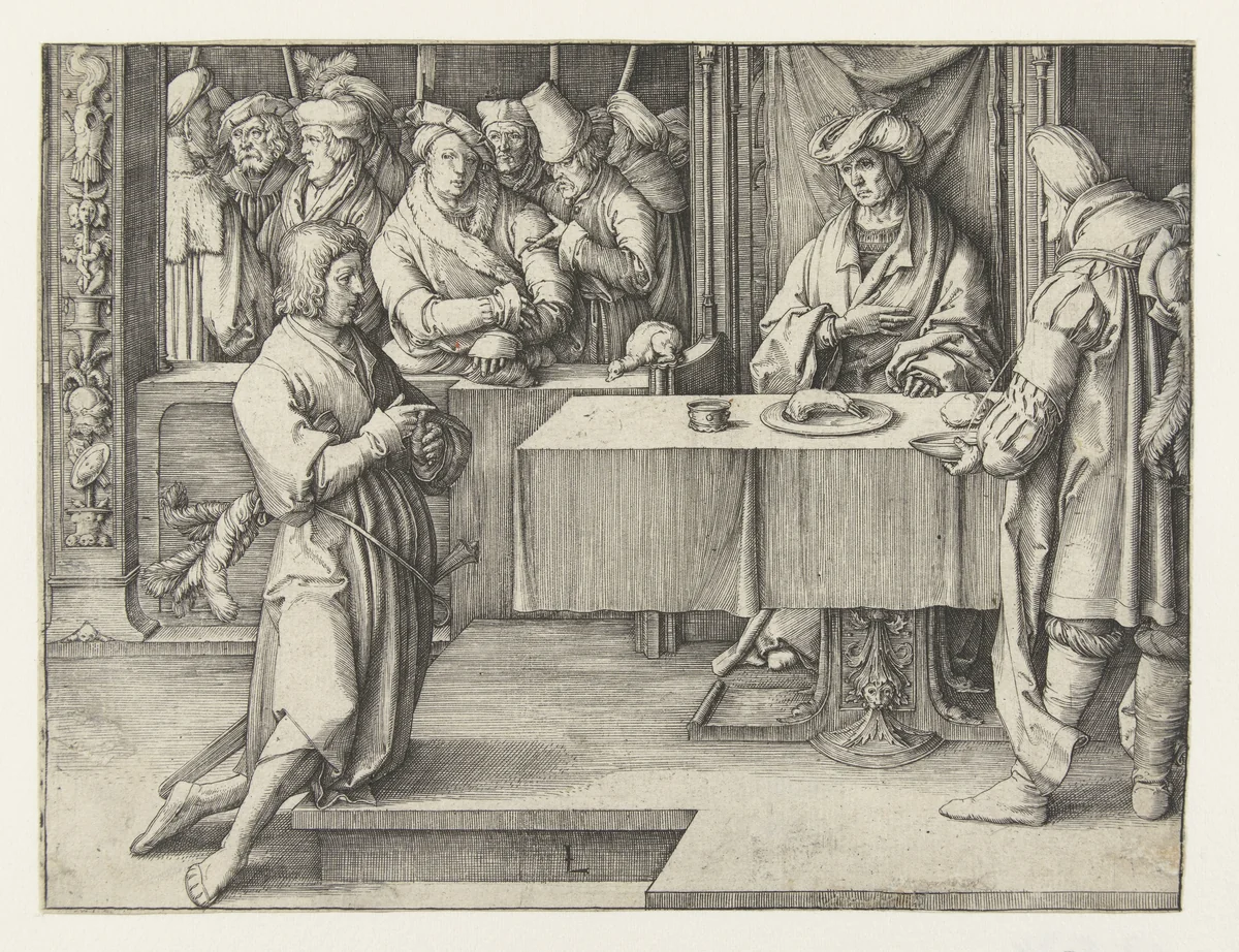 Jozef verklaart de dromen van Farao by Unknown, print, 1512
