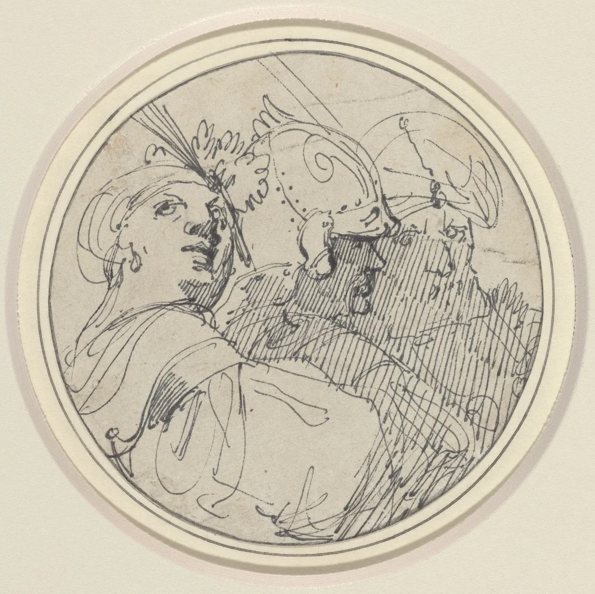 Three Oriental Heads by John Hamilton Mortimer, drawing, 1770-1775
