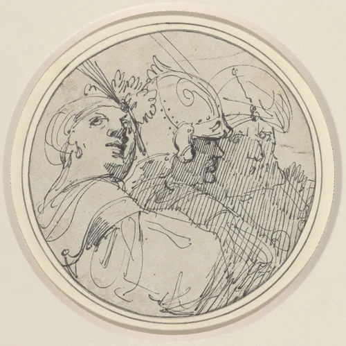 Three Oriental Heads by John Hamilton Mortimer, drawing, 1770-1775