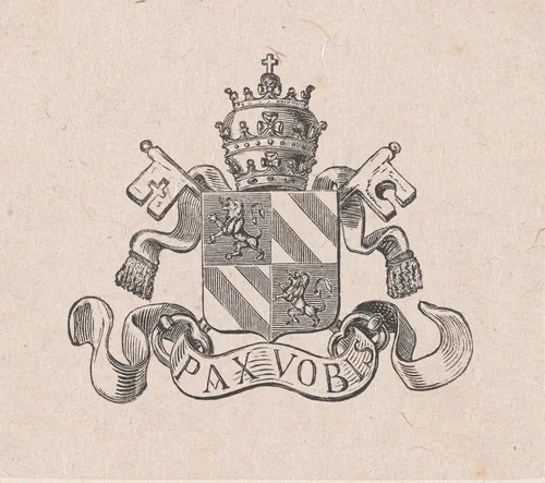 Vignet met het wapen van paus Pius IX by Isaac Weissenbruch, print, 1846-1912