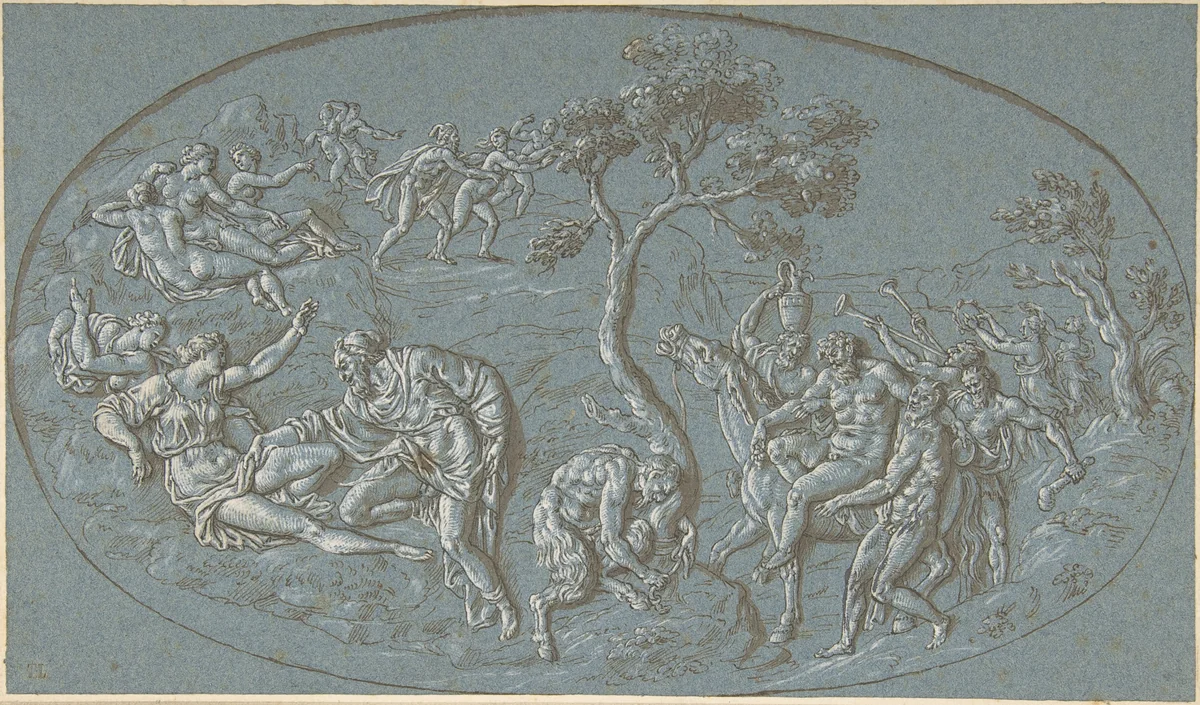 Nymphs And Satyrs by Bernard Picart, drawing, 1693-1733