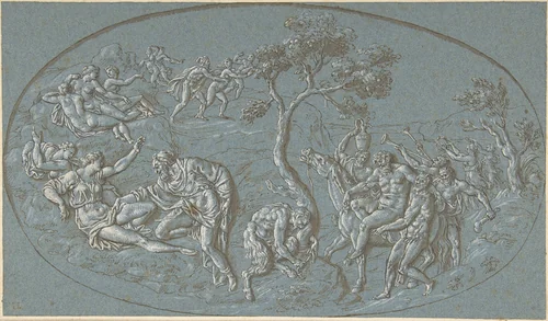 Nymphs And Satyrs by Bernard Picart, drawing, 1693-1733