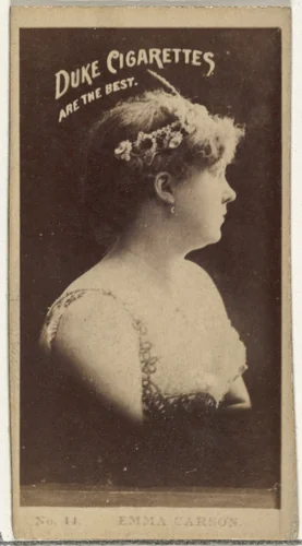 Card Number 14, Emma Carson, from the Actors and Actresses series (N145-6) issued by Duke Sons & Co. to promote Duke Cigarettes by W. Duke, Sons & Co., photograph, 1880-1889