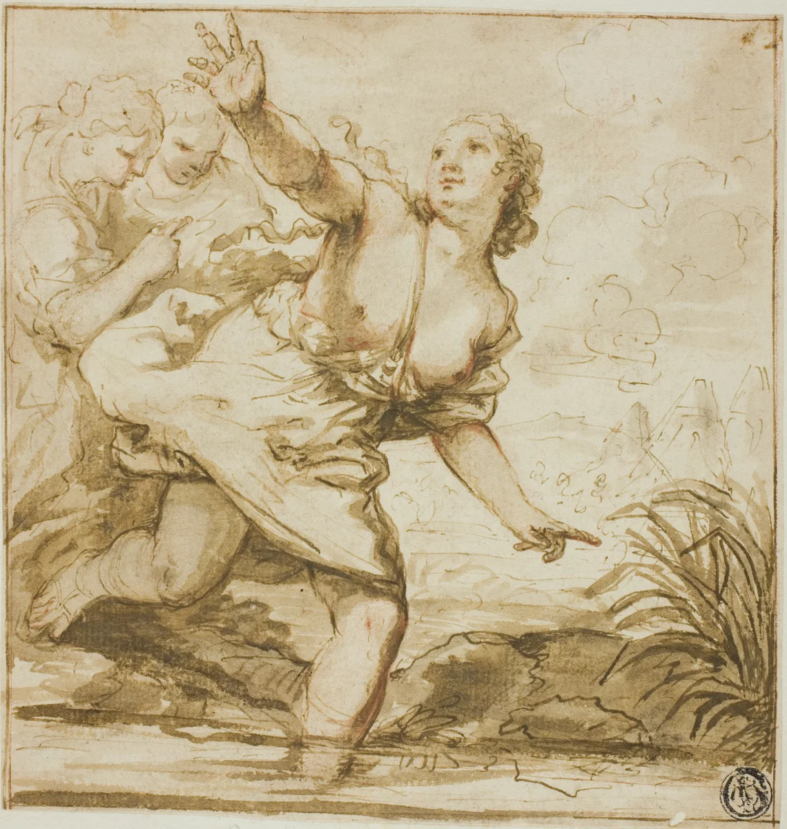 Woman in Flight by Carlo Cignani
Luca Giordano
Marco Antonio Franceschini, drawing, 1648-1719