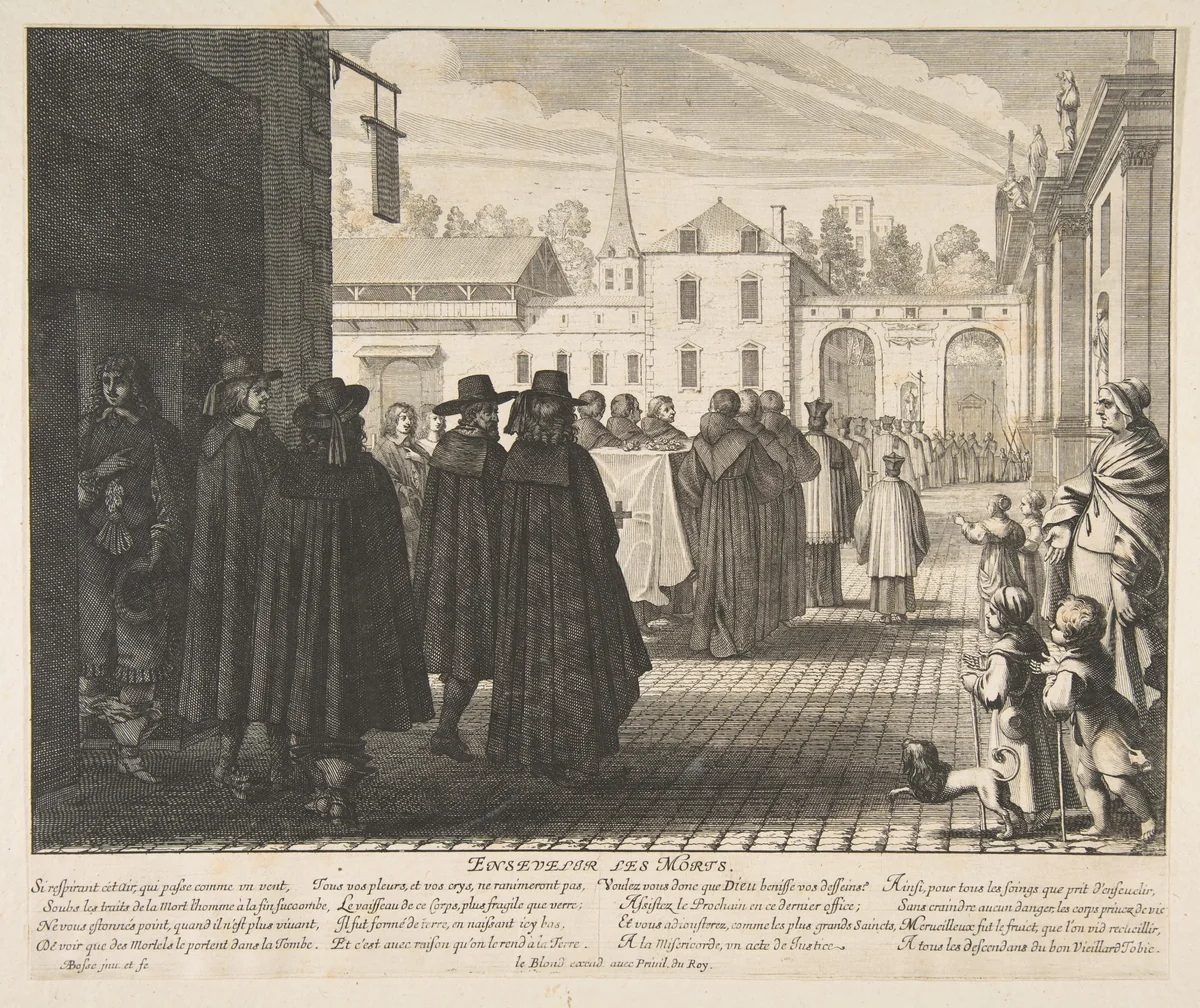 Burying the Dead (Enseveliir les morts) by Abraham Bosse, print, 1602-1676