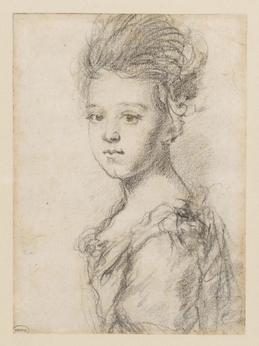 Study of a young girl by Sir Godfrey Kneller, drawing, 1690-1710