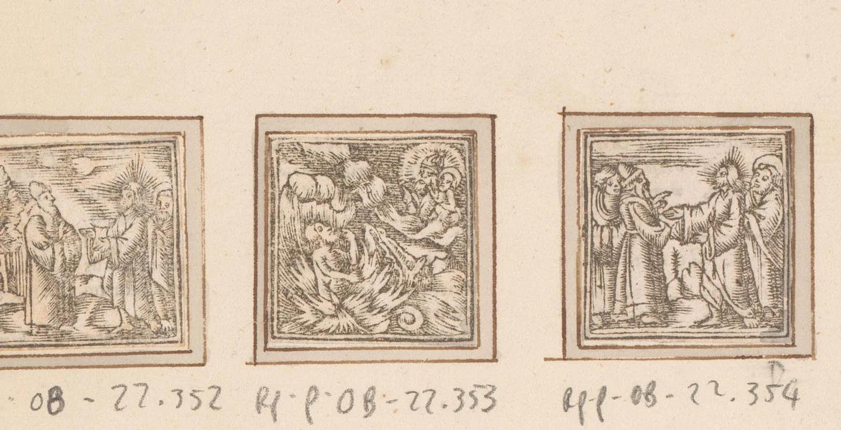 Lazarus in de hemel en de rijke man in de hel by anonymous, print, 1590