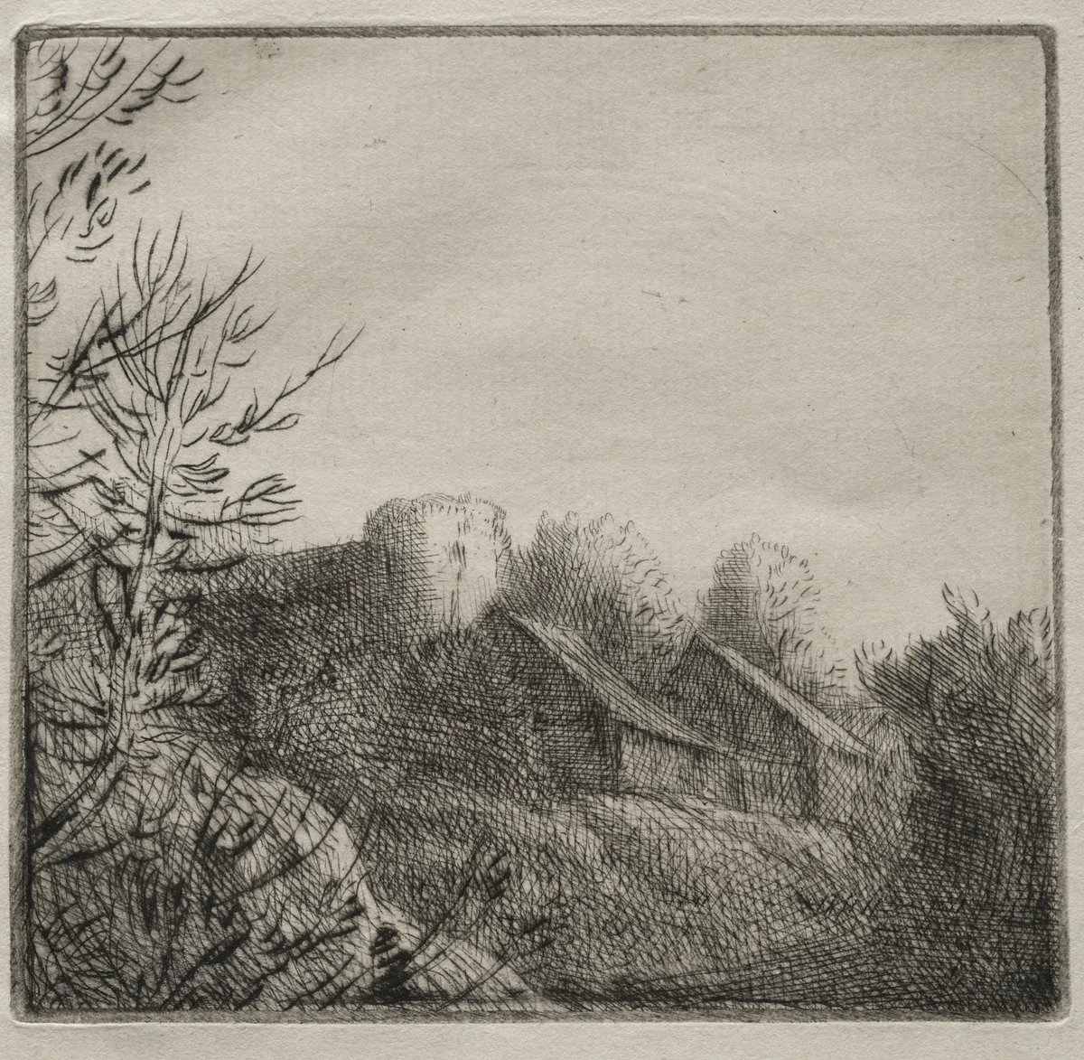 Farm at Valoux by Alphonse Legros, print, 1857-1911