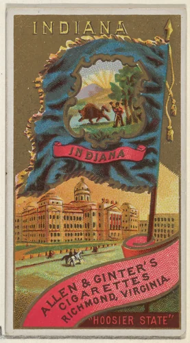 Indiana, from Flags of the States and Territories (N11) for Allen & Ginter Cigarettes Brands by Allen & Ginter, print, 1888
