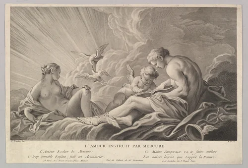 Cupid Instructed by Mercury by Pierre François Basan, print, 1723-1797