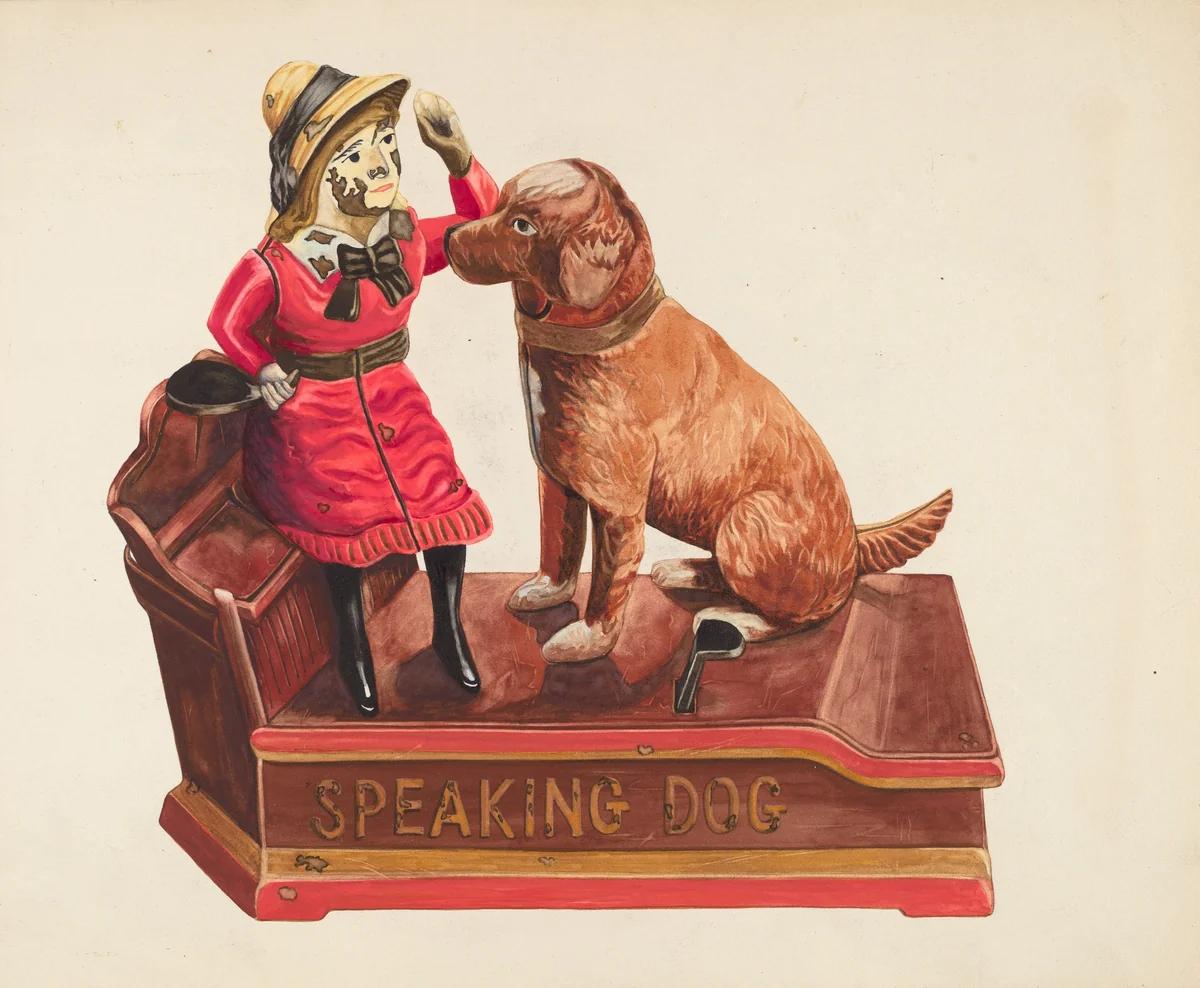 Speaking Dog Mechanical Bank by Einar Heiberg, index of american design, 1939