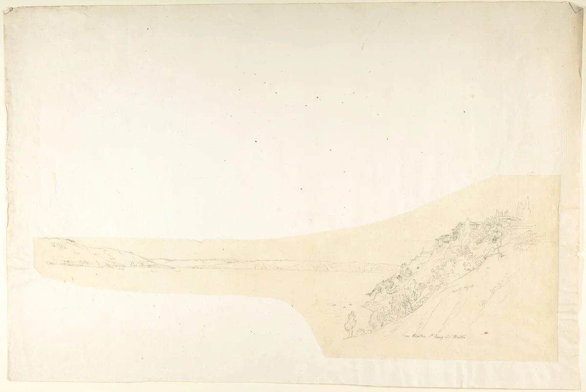 Sketch of the Monastery of St. George Chalkis by Franz von Hauslab, drawing, 1810-1883