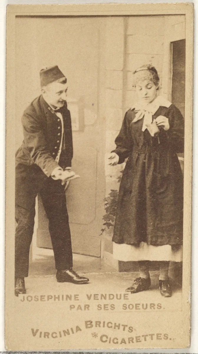 Josephine Vendue, Par Ses Soeurs, from the Actors and Actresses series (N45, Type 1) for Virginia Brights Cigarettes by Allen & Ginter, photograph, 1885-1891