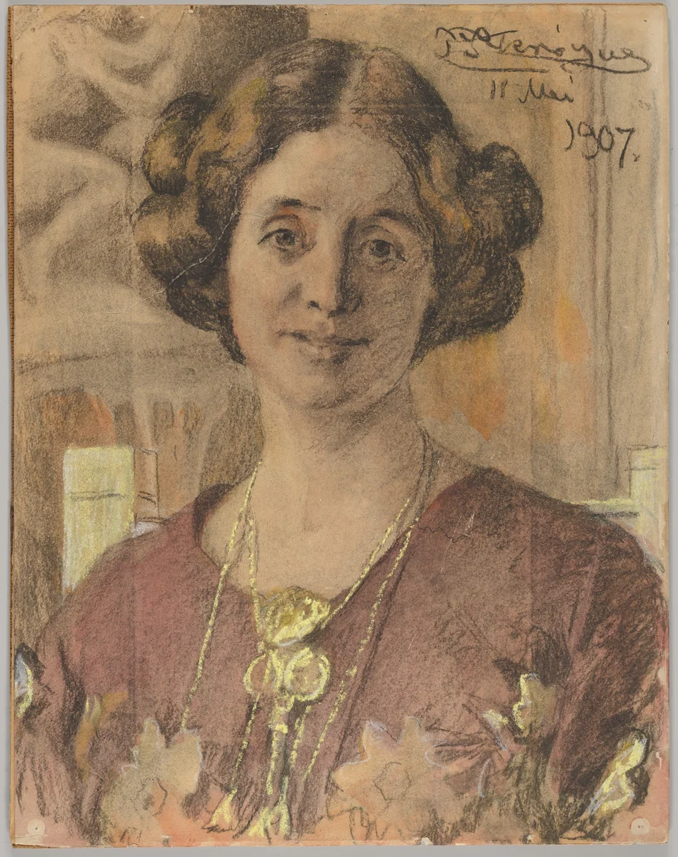 Portrait of a Woman (probably Anna Vilhelmine Johanne Dorthea Halberg, married Bjørner, later Larsen) by Peder Severin Krøyer, drawing, 1907