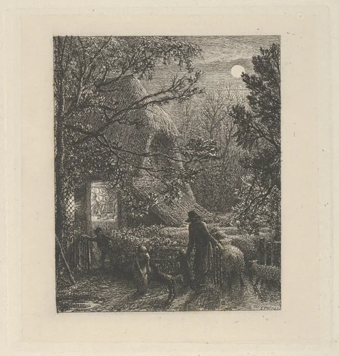 Christmas, or Folding the Last Sheep by Samuel Palmer, print, 1850