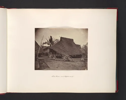 Laos House and Buffalo Carts by John Thomson, photograph, 1865