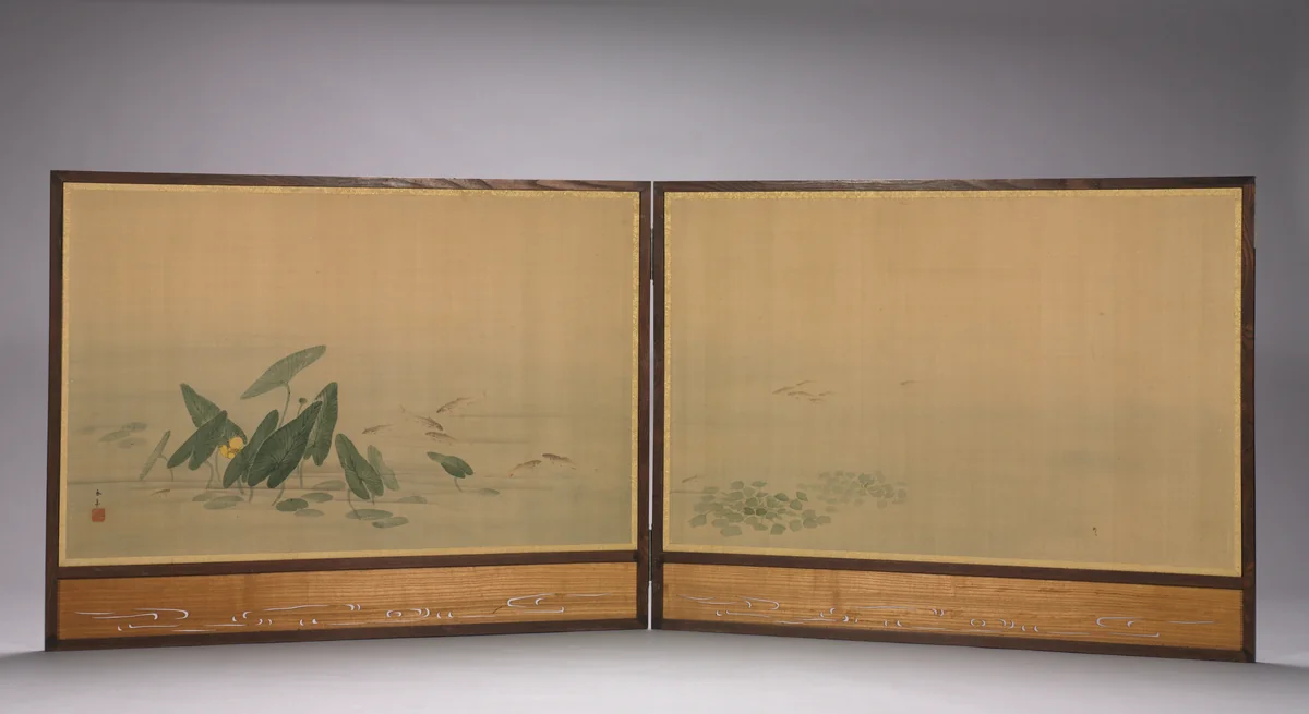 Fish in a Lotus Pond by Ōhara Donshū (大原呑舟), painting, 1800-1868