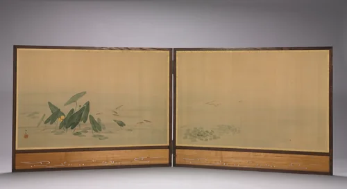 Fish in a Lotus Pond by Ōhara Donshū (大原呑舟), painting, 1800-1868