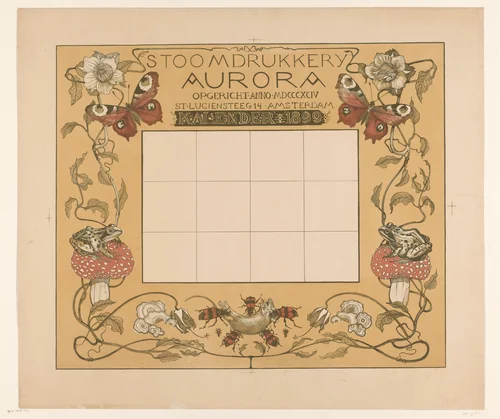Kalender van het jaar 1899, met bloemen, insecten en kikkers by Theo van Hoytema, other, 1898