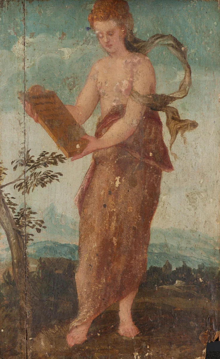 Woman with Text Panel by Unknown, painting, 1540-1570